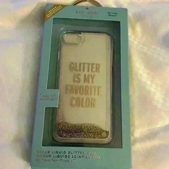 Kate Spade iPhone 7 case clear with gold glitter - Picture 2 of 3